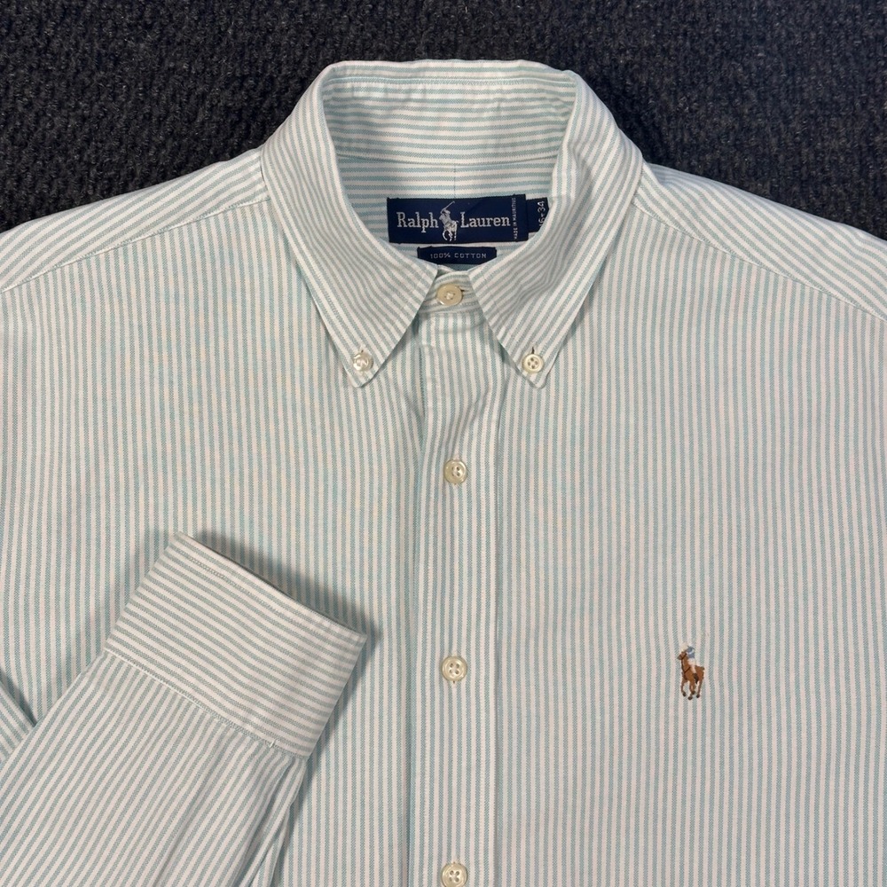 Vintage Polo Ralph Lauren Oxford Dress Shirt Men 16 34 Striped Flesh Pony